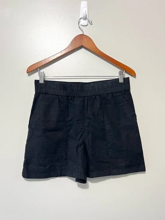 RW&CO Black High Rise Elastic Waist Linen Blend Shorts Size Small Quiet Luxury - Picture 6 of 12
